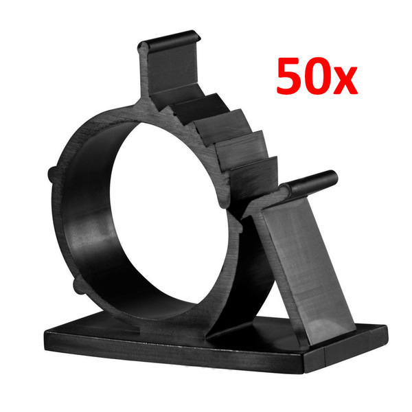 Electriduct Adhesive Backed Locking Clips- 1" x 50 Pieces- Black CT-ED-LC-100-50